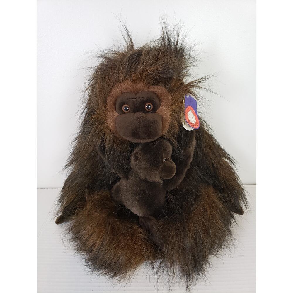 (J5) People Pals Stuffed Animal Plush Brown Orangutan Monkey & Baby Roughly